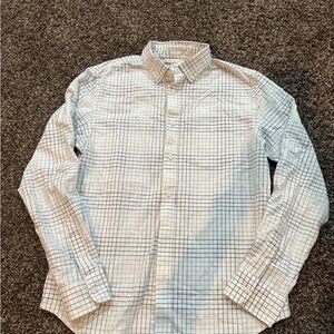 Old Navy Men's White and Navy Grid Shirt